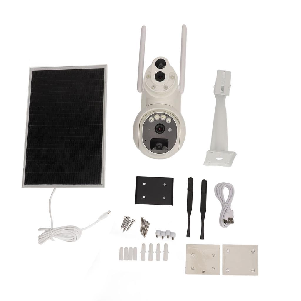 Solar Panel Camera 6MP Dual Lens WiFi Connection Waterproof HD Night Vision Wireless Security