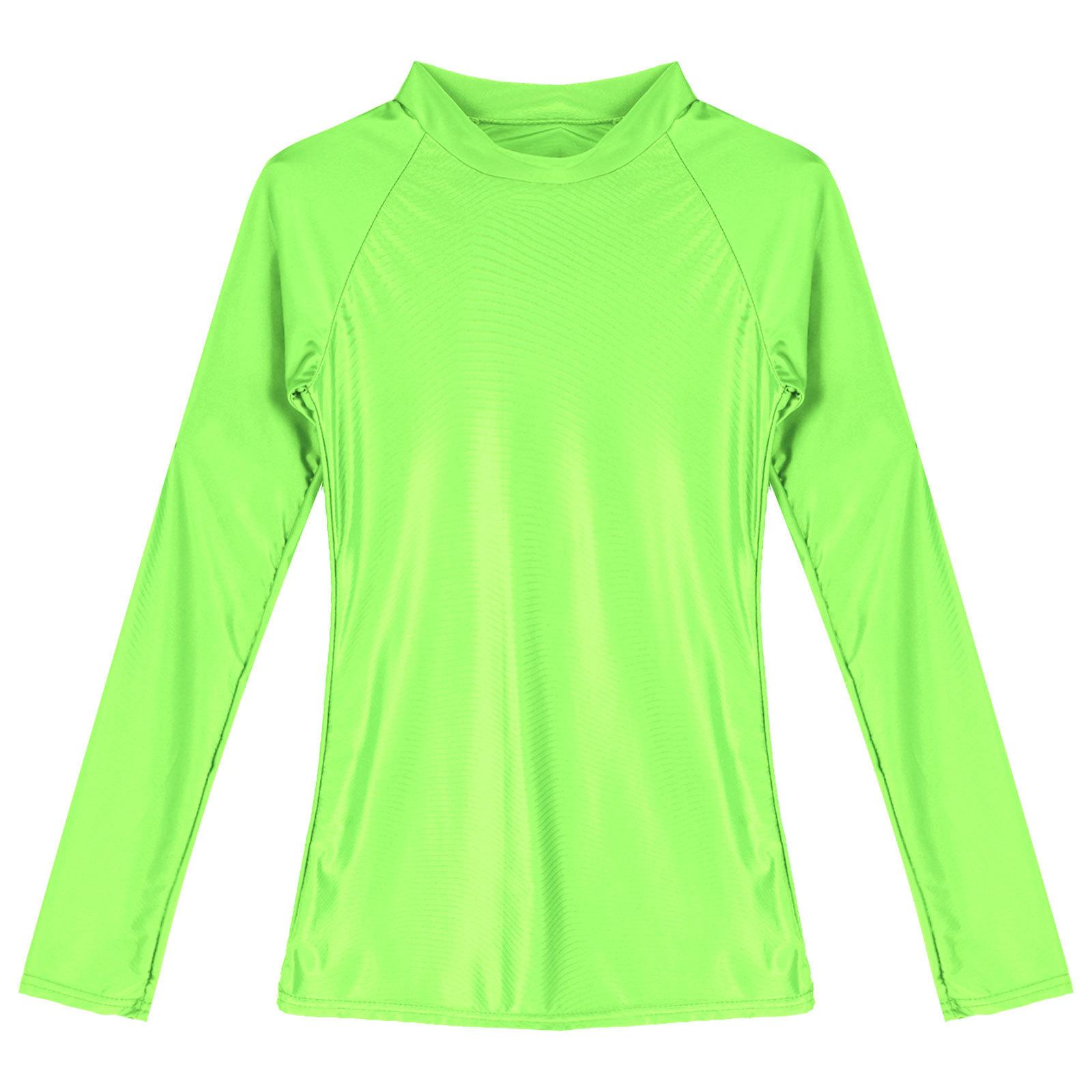 

Womens Glossy Long Sleeve T-Shirt O Neck Solid Color Slim Fit Breathable Top Yoga Sportswear Shirt XL
