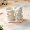 Minimalist Brush Holder 3D Print Cat Pen Holder, Matte PLA Pencil And Makeup Office Desk Organizer Storage Container, Stable Wide Base Bow Design Art