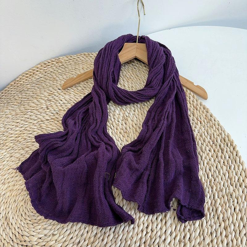 Thin Cotton And Linen Striped Scarf Literary And Versatile Soft Neck Protection Silk Scarf Women'S Travel Shawl