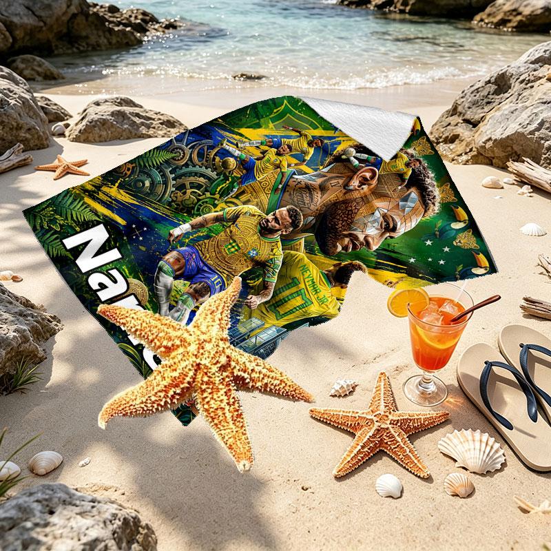 Personalisierbares Neymar Jr Strandtuch mit individuellem Namen, für Reise Camping Strandparty Heimdeko, Geburtstagsgeschenk für Familie & Freunde
