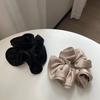 French Elegant Solid Color Scrunchies Black Brown Large Intestine Hair Bands Women Ins Fashion Flower Bud Satin Hair Ties Ropes