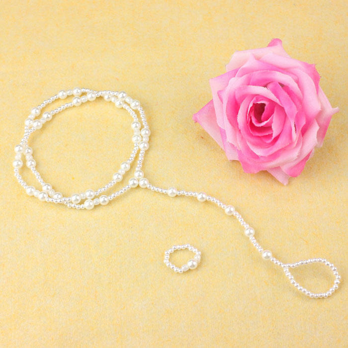 

Женская пляжная имитация жемчуга босые ноги ювелирные изделия браслет на лодыжку цепочка One Size серебряный