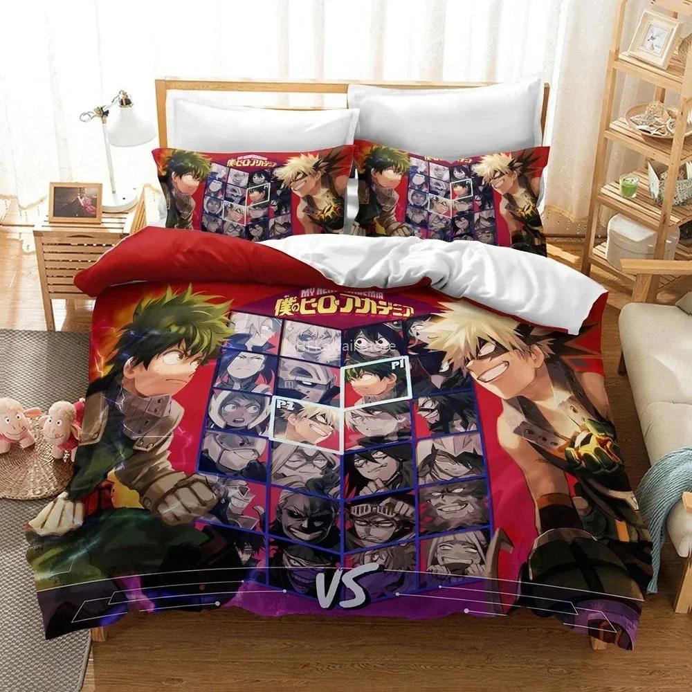Design Popular 3D My Hero Academia Comfortable Duvet Quilt Cover Pillowcase Bedding Set Children Bedroom Decoration Home Textile