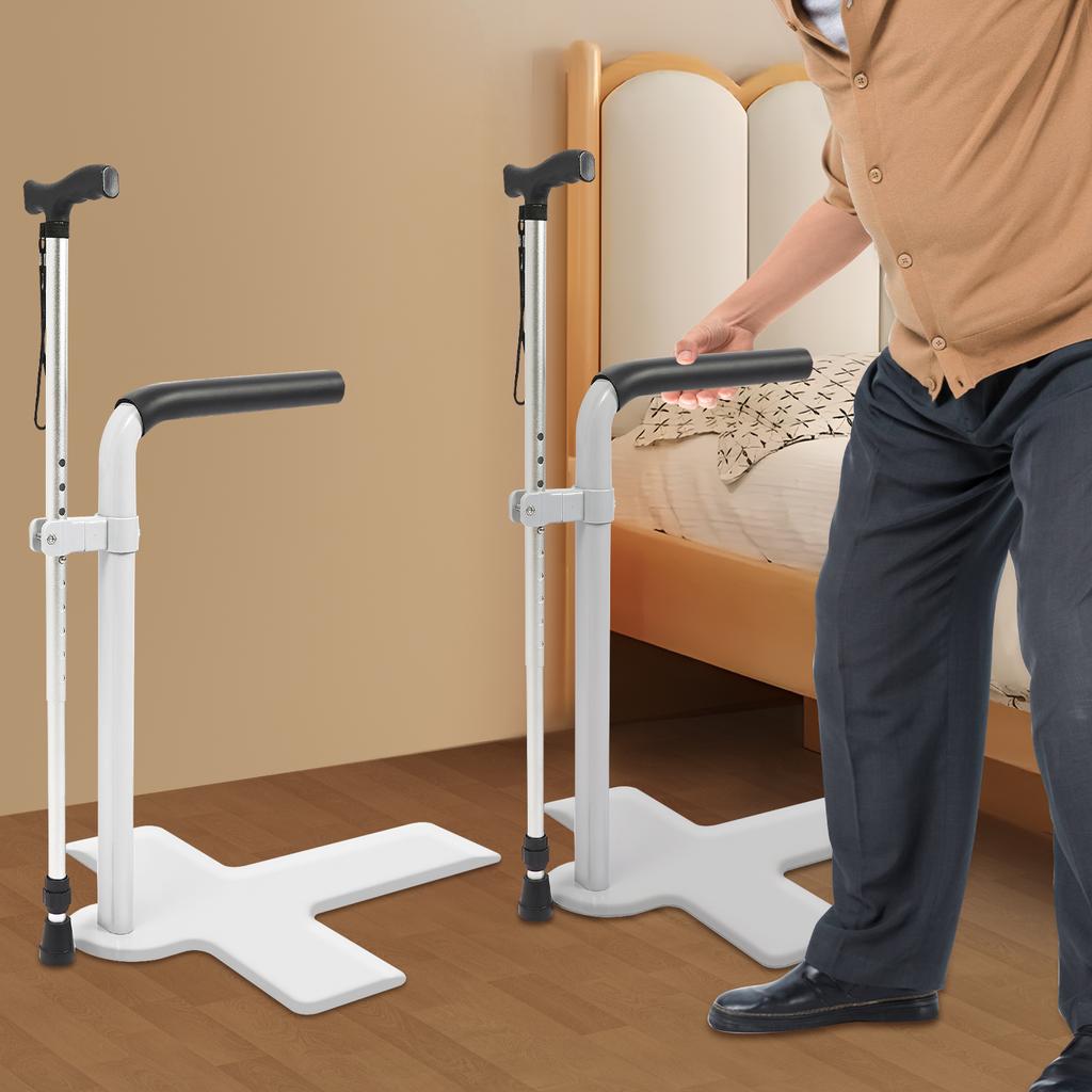 Sofa Carbon Steel Stand Assist,Grey/White Floor Mount Bed Lift Assist Adjustable Height for the Elderly