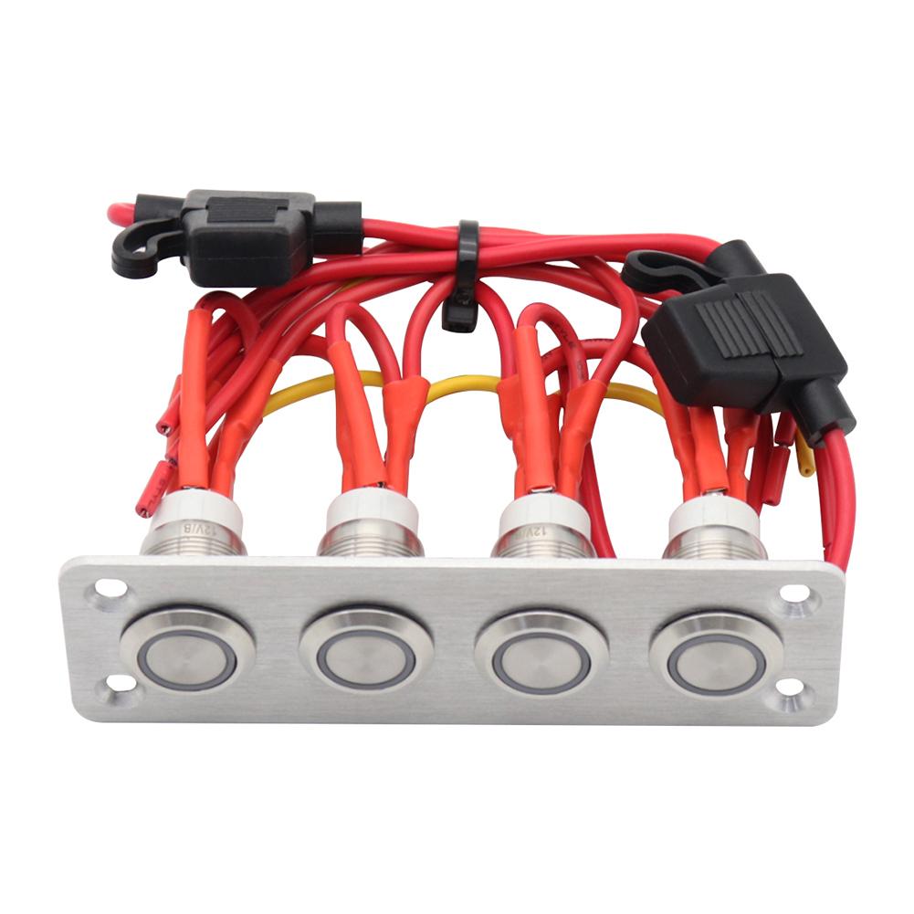 

Панель переключателя включения-выключения Самоблокирующийся кнопочный переключатель из нержавеющей стали с синим светом и модифицированными деталями провода Rv