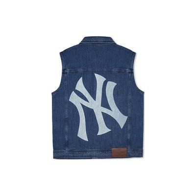 MLB SS24 New York Yankees Großes Logo Denim Weste Unisex Weste Indigo 3AVTB0141-50INS
