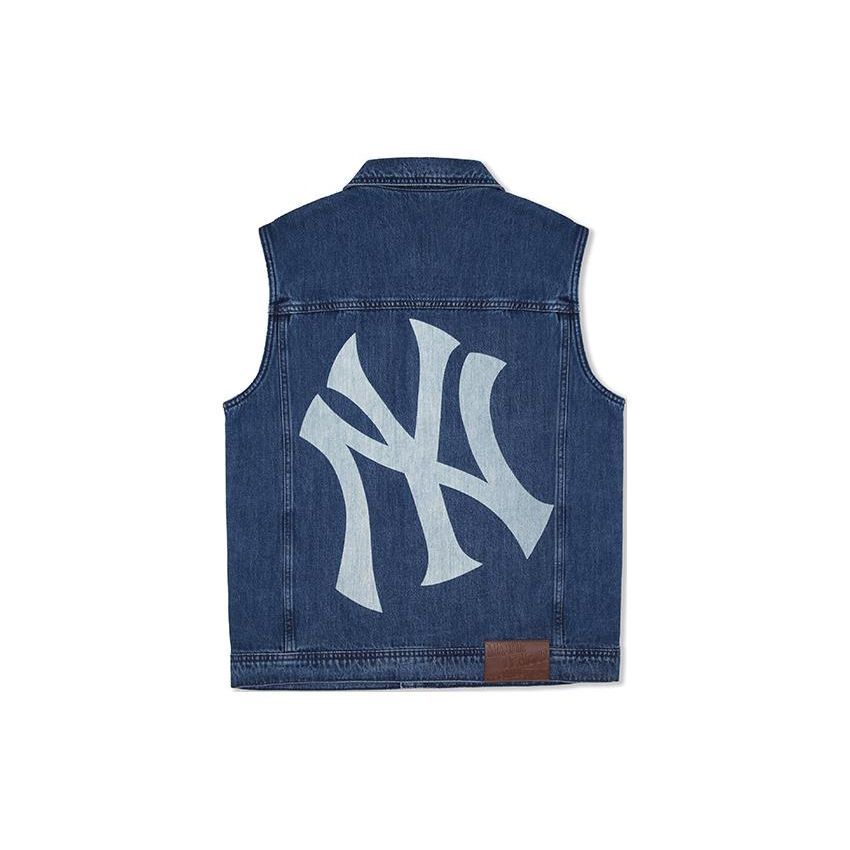 MLB SS24 New York Yankees Gilet en Jean à Grand Logo Gilet Mixte Indigo 3AVTB0141-50INS 2XL