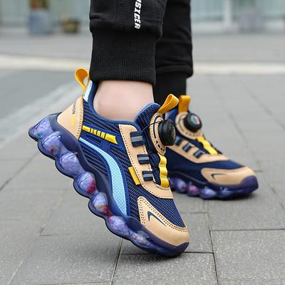 Kids' Quick-Lace Mesh Sneakers Colorful Bubble Sole Breathable Casual Sports Shoes Fashion Children's Trainers