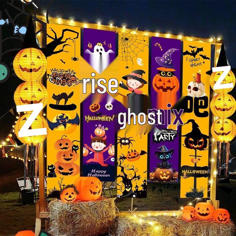 Halloween Förskola Bar Utomhusdekor: Hängande pumlykta & Fotorekvisita-prydnader