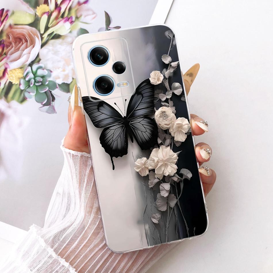 For Xiaomi Redmi Note 12 Pro 5G 2026 Cute Flower Butterfly Cat Painted Case For Redmi Note12 Pro Soft Silicone TPU Phone Cases