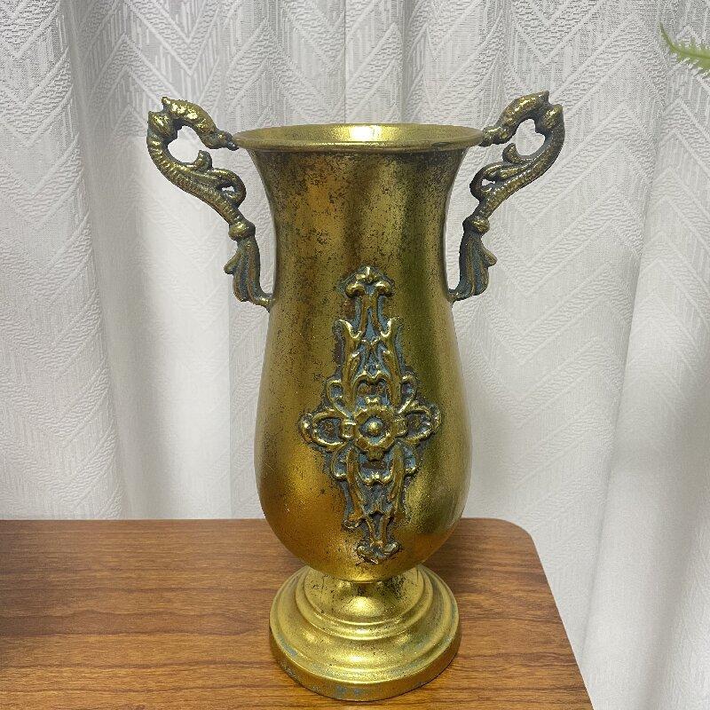 Classical Retro Iron High Footed Cup Flower Set Retro Vintage Metal Home Decoration Flowerpot European Wedding Vase Ornaments