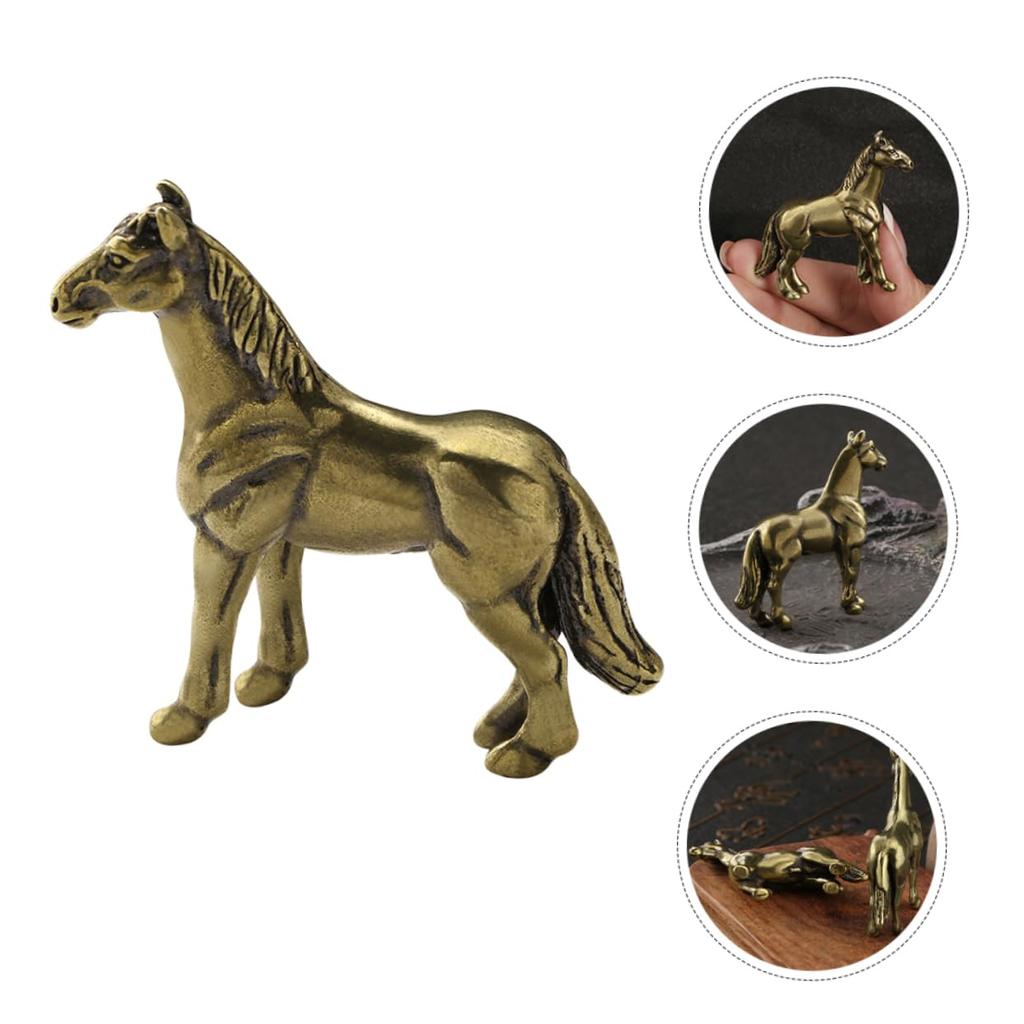 NUOBESTY Copper Horse Desktop Decor for Home and Bronze Lightweight and X X Horse Sculpture Ornament Figurine, Miniature, Office, Tone, Compact, 1.77