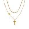 Stylish And Simple Cross Double-Layer Necklace Titanium Steel Does Not Fade 18K Gold Wind Women'S Collarbone Neck Chain