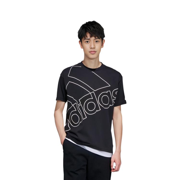 adidas T Shirts Men's Black Crew Neck Moderate Straight Fit GK9422