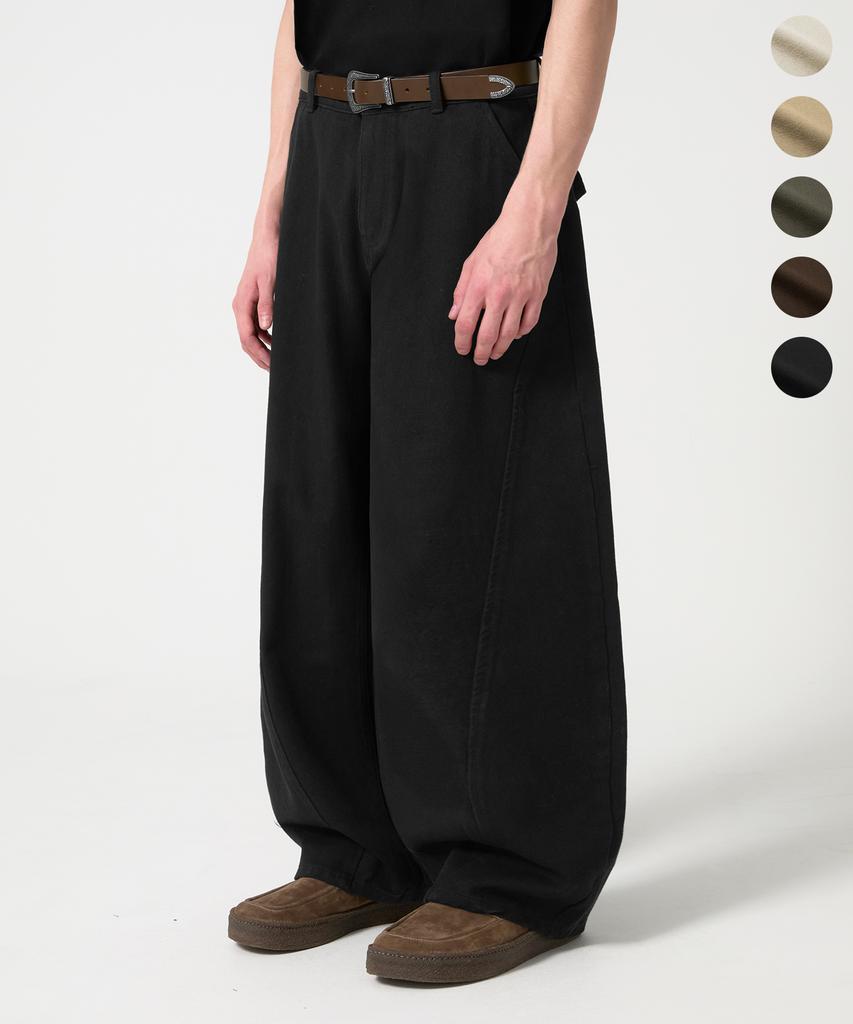 TRILLION [Special Feature] Curved Wide Cut Cotton Pants_5 Colors