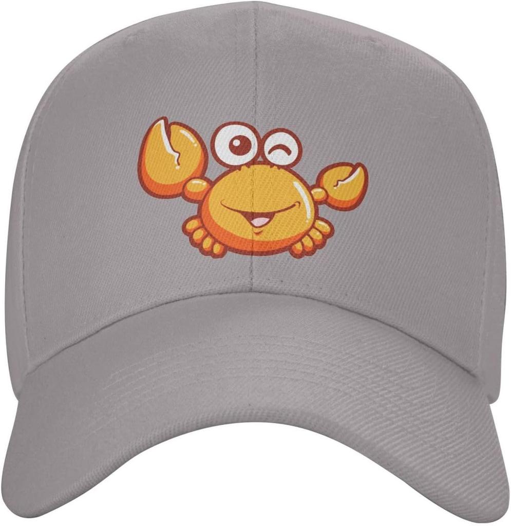 Cute Winking Crab Graphic Polyester Trucker Hat Casual Outdoor Unisex Baseball Cap