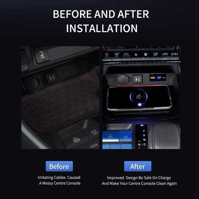 A03E-Car For Qi Wireless Charger Fast Charging Phone Holder Pad For Toyota Rav4   Car Modification Interior