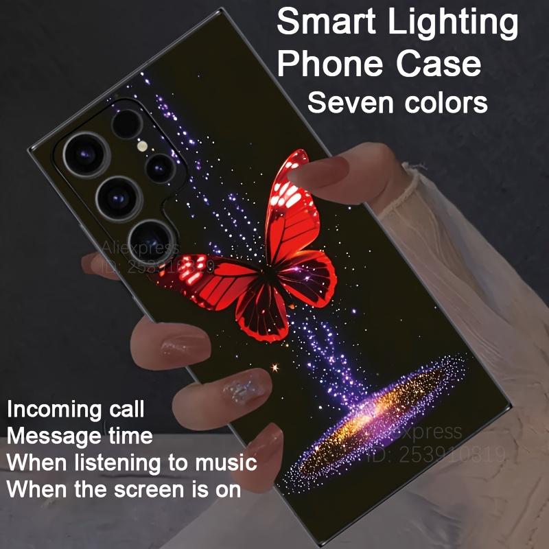 

Starry Sky Butterfly Colorful Smart Voice Control Glow Phone Case For S25 Ultra S24 S22 S23 Plus A55 A54 A35 LED Flash Capa S24 Plus