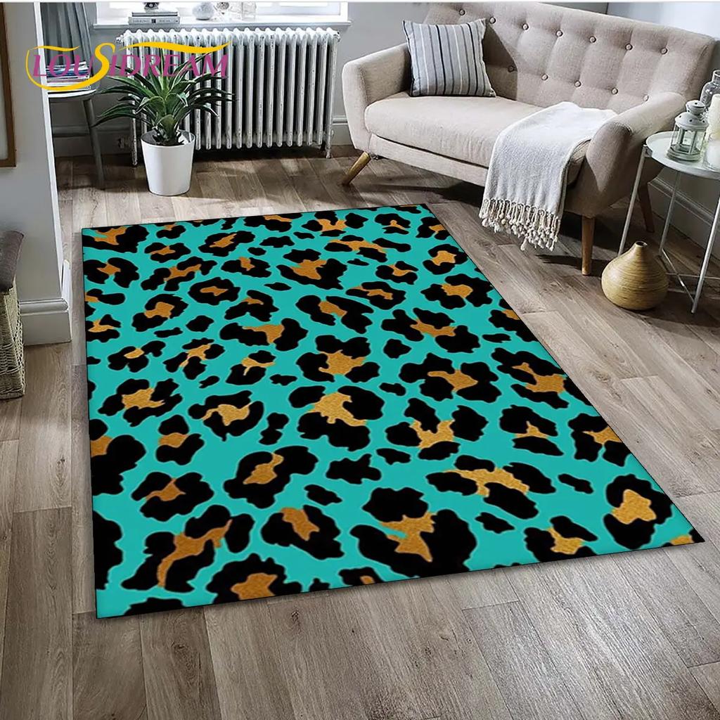 Wild Leopard Print 3D Series Area Rug,Carpet Rug for Home Living Room Bedroom Sofa Doormat Kitchen Decor,kids Non-slip Floor Mat