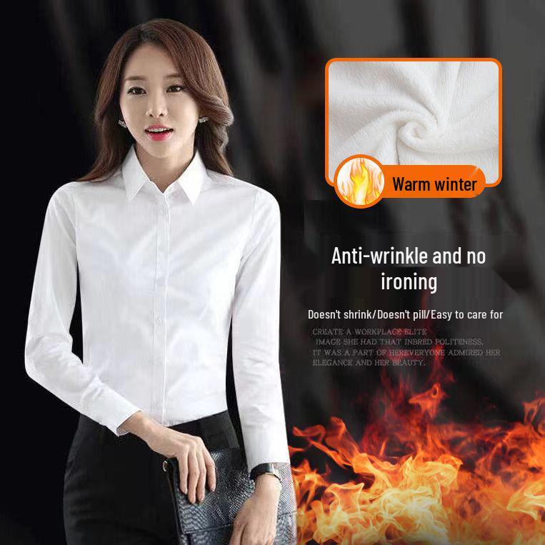 Women's Fleece-Lined Thick Warm Shirt - Autumn/Winter Fashionable Workwear