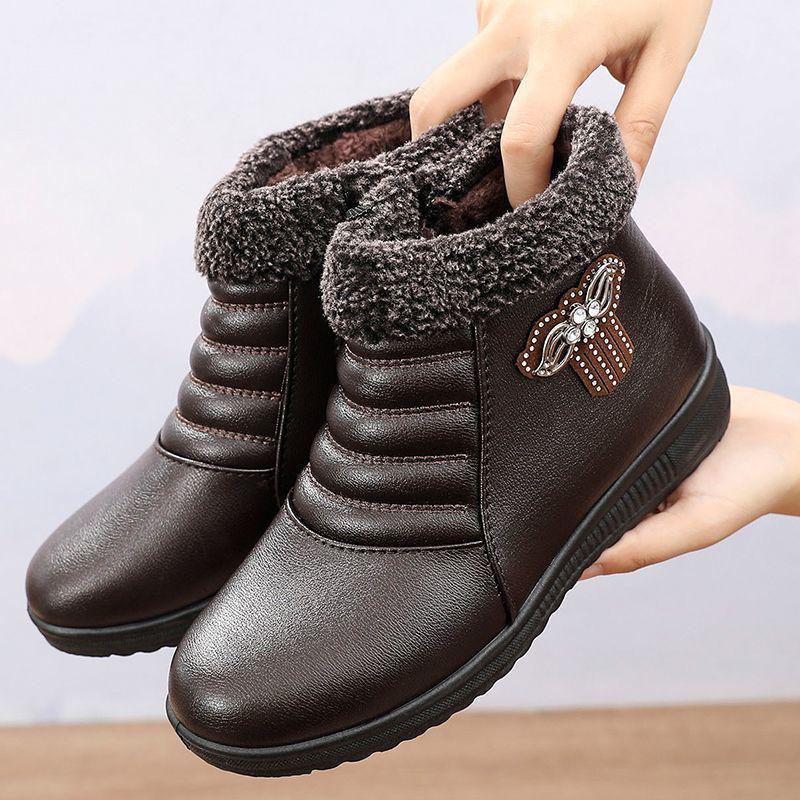

Winter Non-Slip Velvet Flat Boots for Middle-Aged & Elderly Women - Warm, Waterproof, Low-Top Grandma Shoes 41