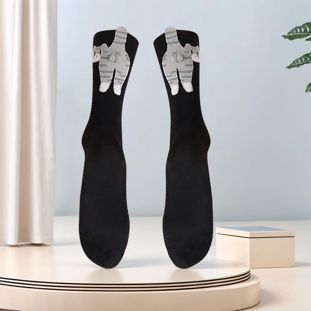 2Pcs Cute Cat Socks with Balls Soft Cotton Socks Breathable Cat Middle Tube Socks Novelty Gifts for Cat Lovers