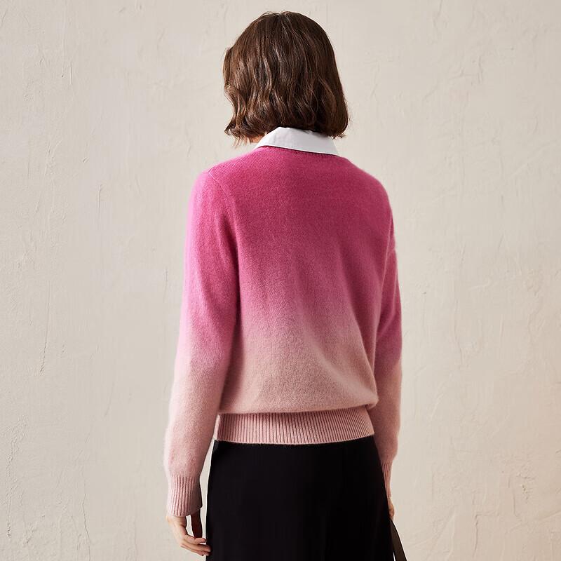 KEMENBOKA Women's Dip-Dye Pure Cashmere Asymmetrical Knit Sweater