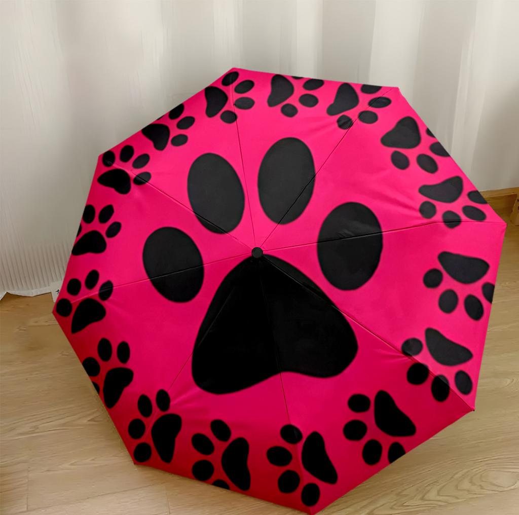 Heart And Paw Love Outdoor Automatic Umbrella Folding Umbrella with 8 Ribs Durable Plastic & Iron All-Season Travel Fashion Lovers