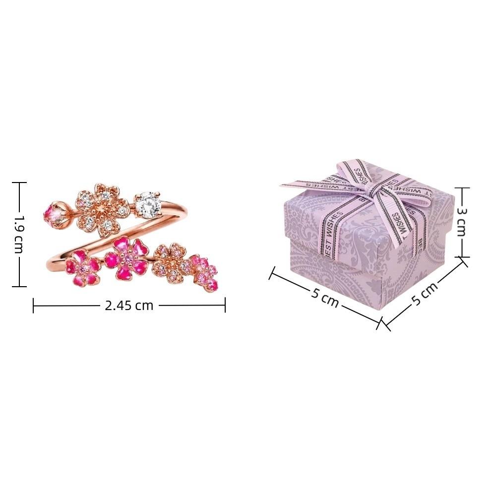 Kristallakzente Damen Pfirsichblütenring Roségoldbeschichteter Ringbox Schmuckschatulle Verlobung Hochzeit
