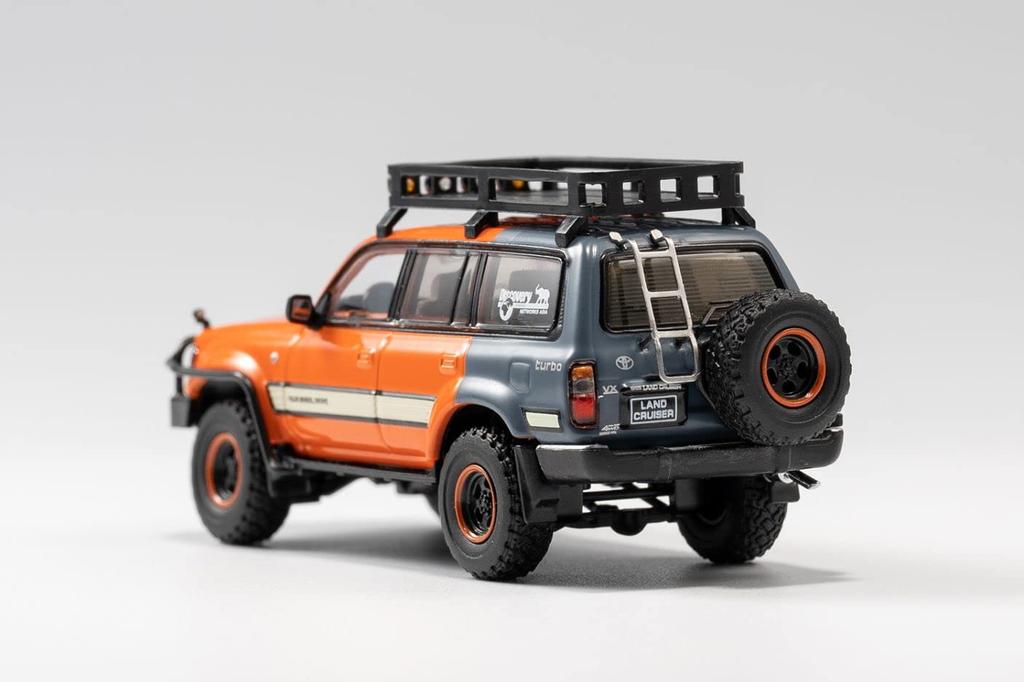 Gaincorp Products Scale Toyota Land Cruiser LC80 Version LHD Finished Model 1/64 Off-Road Orange/Gray KS-014-120