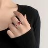 Elegant Red Adjustable Oval Ring for Women – Unique Fashion Statement for Index Finger