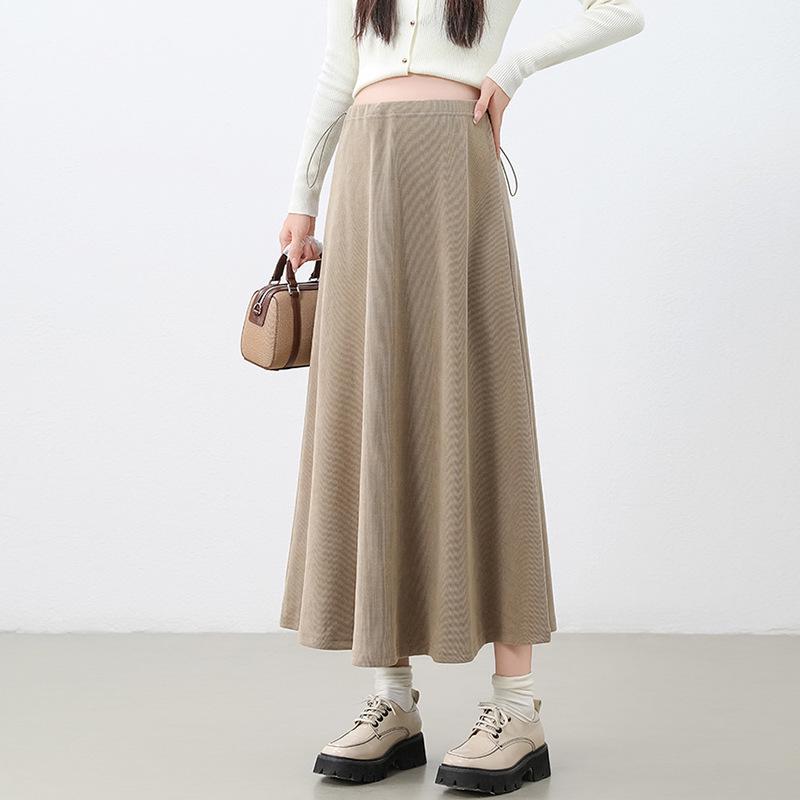 

Spring Style Pleated Maternity Half Skirt – Plus Size, Support Free, Slimming, Flattering, Long-Fit Maternity Wear. One Size (80-110 lbs) хаки