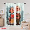 2pcs,2D plane printing Curtains Roller Blinds Grandmother and Grandfather Love Story Durable 100% Polyester Fabric (without rod)