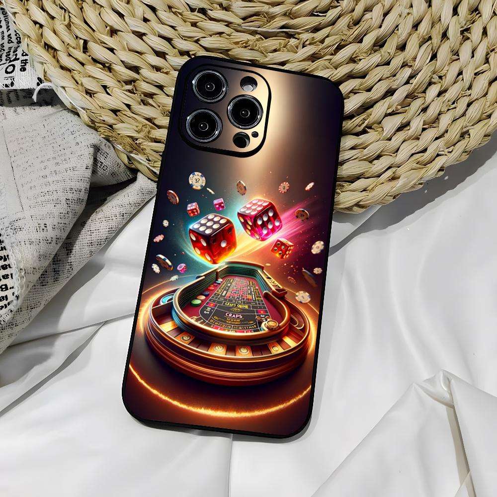 Dice Poker Casino Phone Case for iphone 16 15 Pro 14 13 Mini 11 12 Max Xr X Xs 7 8 Plus Black soft shell Cover