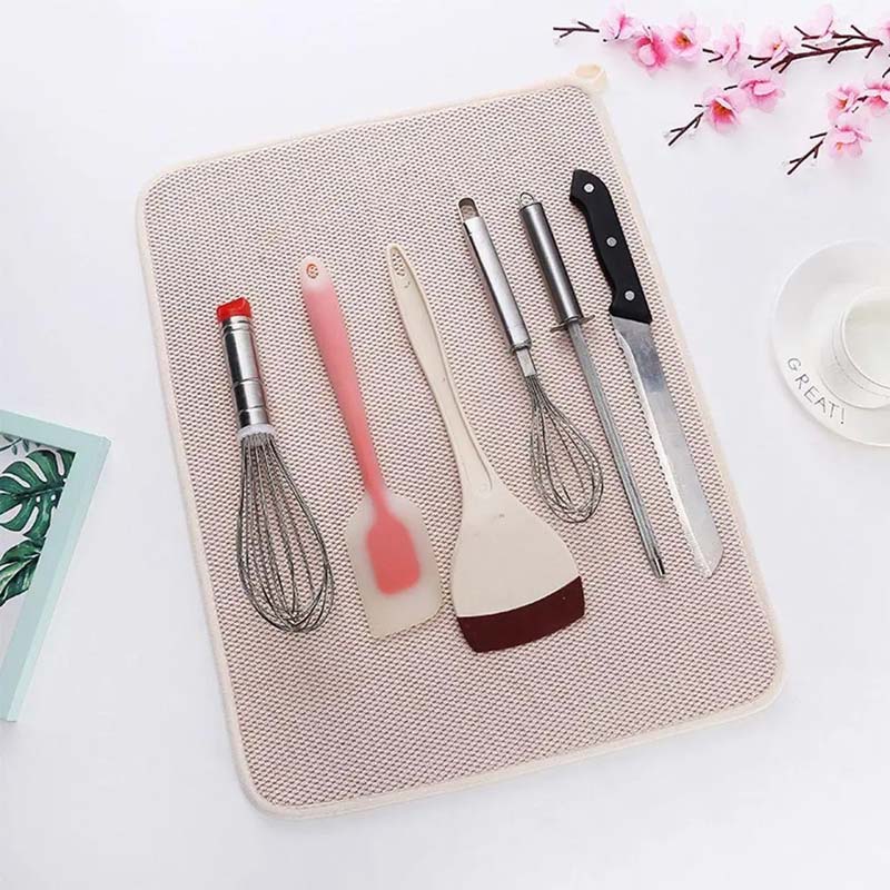38 X 50cm Anti Slip Absorbent Dish Drying Mat Kitchen Sink Drainer Placemats