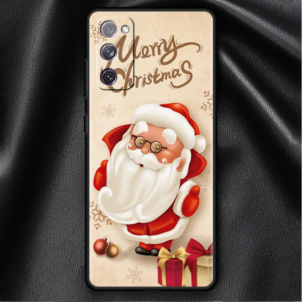 Bumper Case For Samsung Galaxy S22 Ultra S21 FE S20 Plus S10 Lite Phone Cover S10e S9 S8 S7 Silicone Funda Christmas Santa Claus