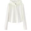 Semir Women's Short Lace Hooded Slim Fit Long Sleeve T-Shirt