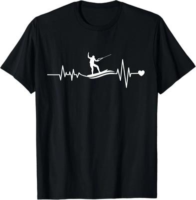 T-shirt Unisexe Wakeboard Battement de Cœur Amoureux de Wakeboard Cadeau