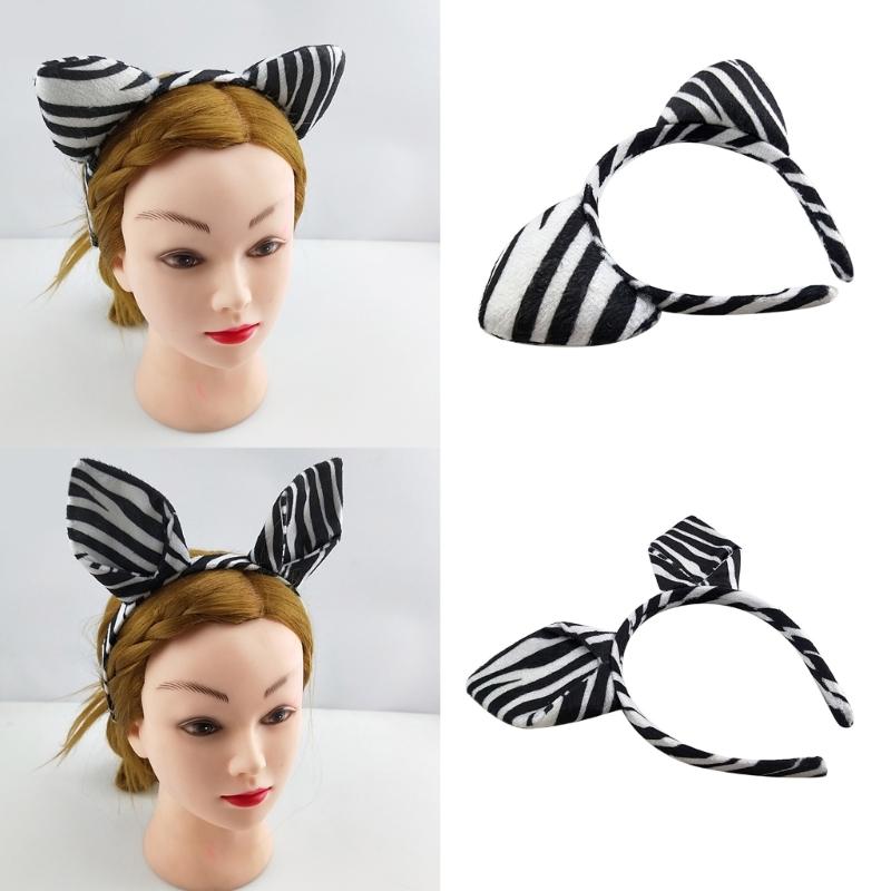 Opaski na głowę ze zwierzętami Paskowane Kreskówkowe Uszy Zebry Obręcz do włosów Urocze Akcesoria do włosów Impreza Rekwizyty do zdjęć
