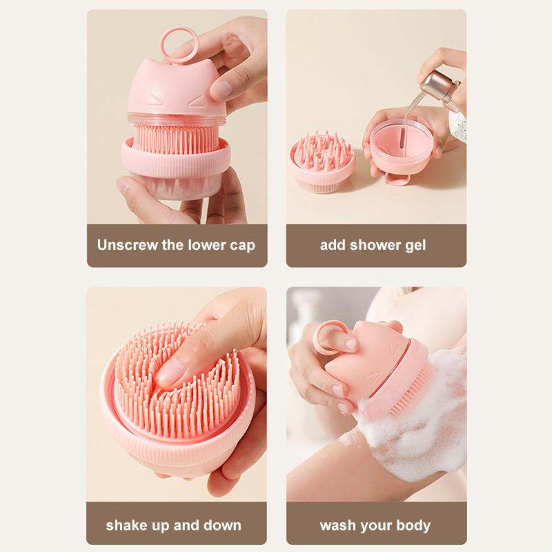Silicone Shampoo Head Scalp Massage Brush Silicone Body Brush Hair Washing Comb Bath Spa Shower Brush Add Liquid Bathing Brush