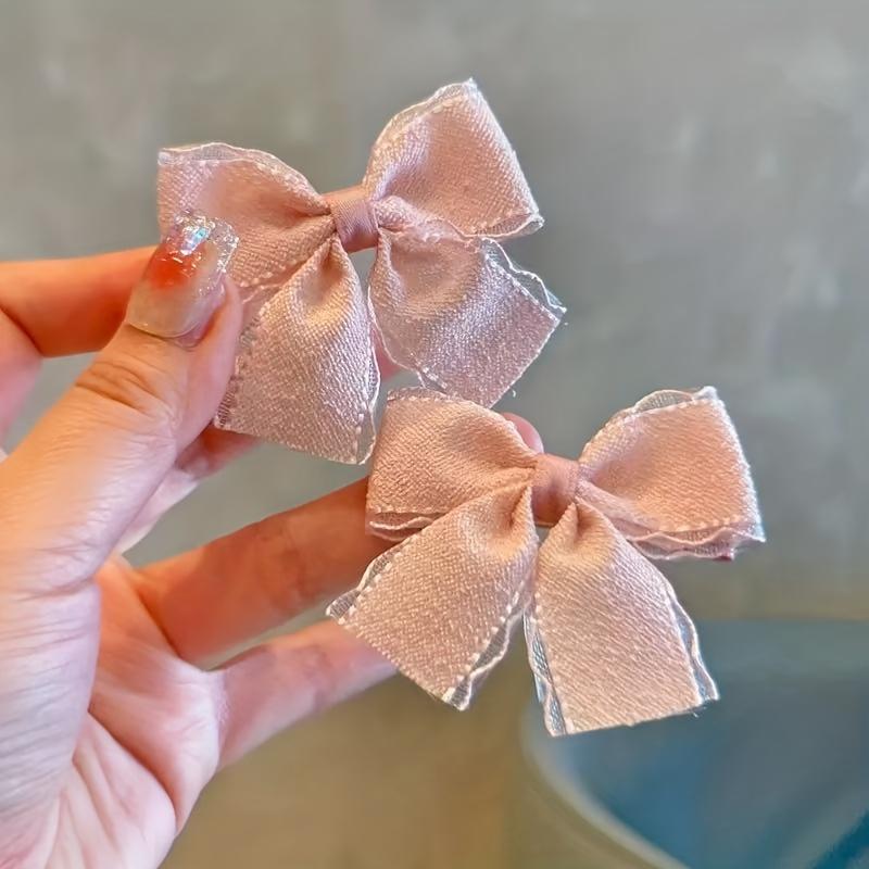 2 Packs of Bow Hairpins Solid Color Cute Lace Bow Versatile Headgear