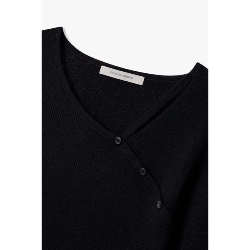 Vov Slit Neck Detail Slim Knit Pullover 7155350003 