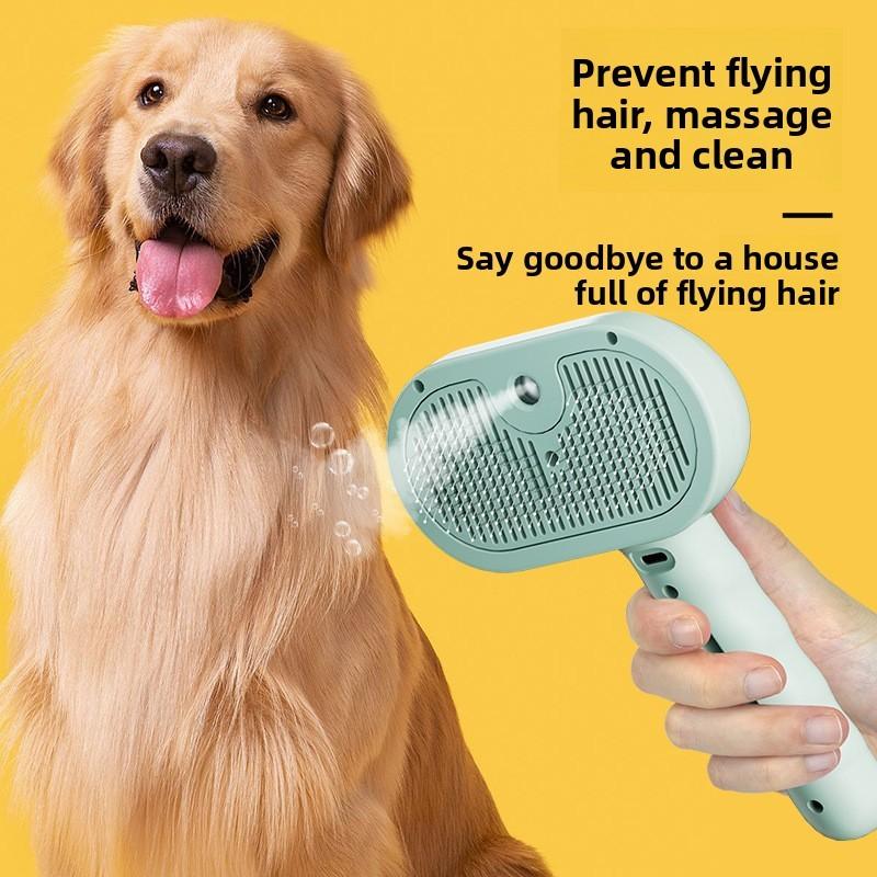 Press Type Cat Dog Pet Hair Comber With Spray Function For Fur Removal And Grooming