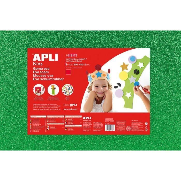 Mousse EVA caoutchouc 40x60 cm - Vert pailleté - APLI AGIPA