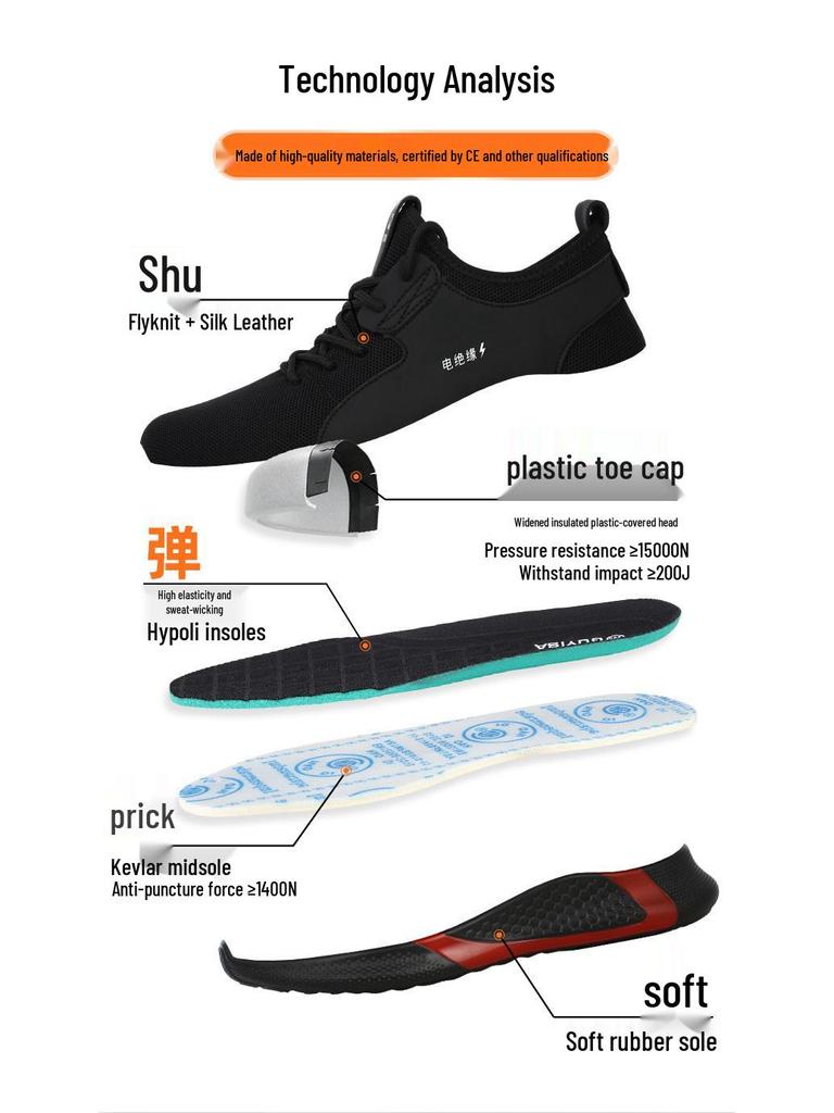 Insulated 10KV Electrician Shoes, Fleece-Lined, Wear-Resistant, Anti-Smash & Anti-Puncture Safety Shoes, Comfortable Protection for Men.