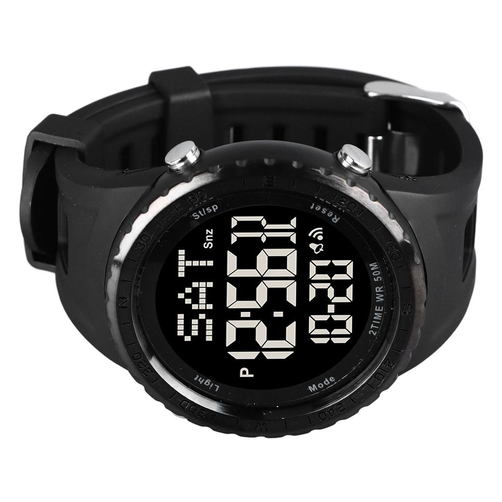 Men Analog Digital Watch Water Resistant LED Display Calendar Alarm Backlight Fashion Men Chronograph Sport Watch Black