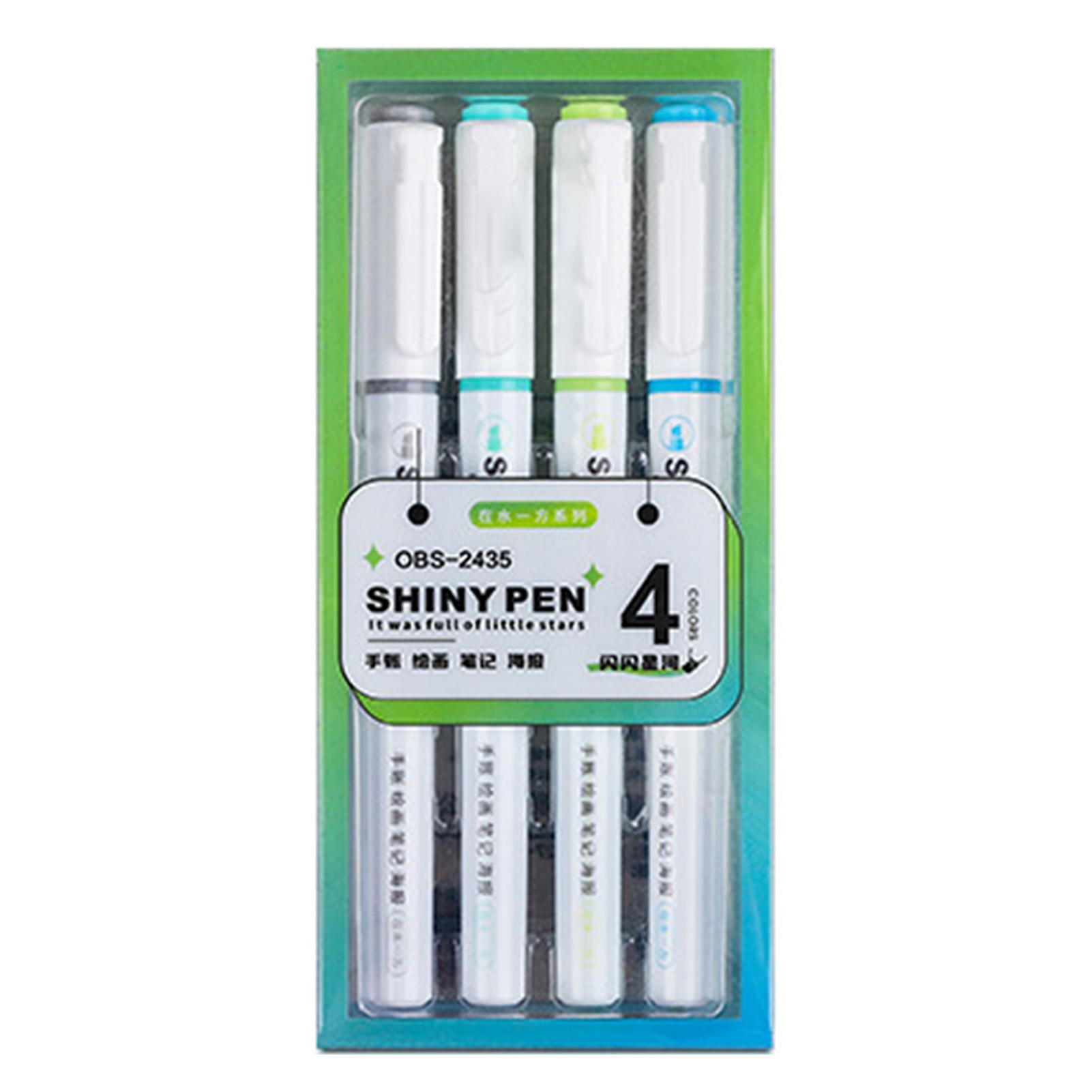 

4 шт./12 шт. Пластиковые глиттерные хайлайтеры Прочные Высокоглянцевые Цветные Блестящие Рисование Дудл Ручки Маркер Школьные Офисные Принадлежности