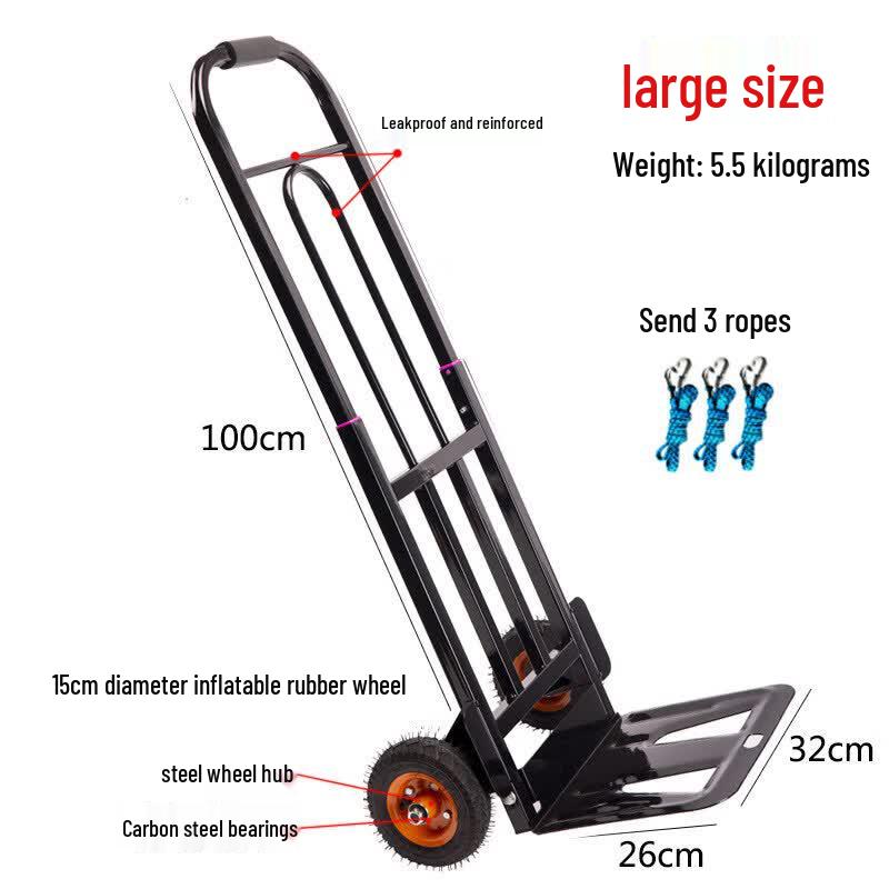 Foldable Portable Hand Trolley with 15cm Pneumatic Wheels