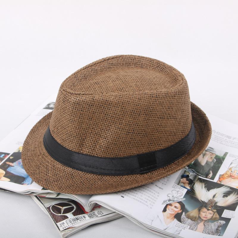 Parent-child Sun Hat Summer Sun Hat Men's Straw Sun Hat Children's British Top Hat Performance Jazz Hat